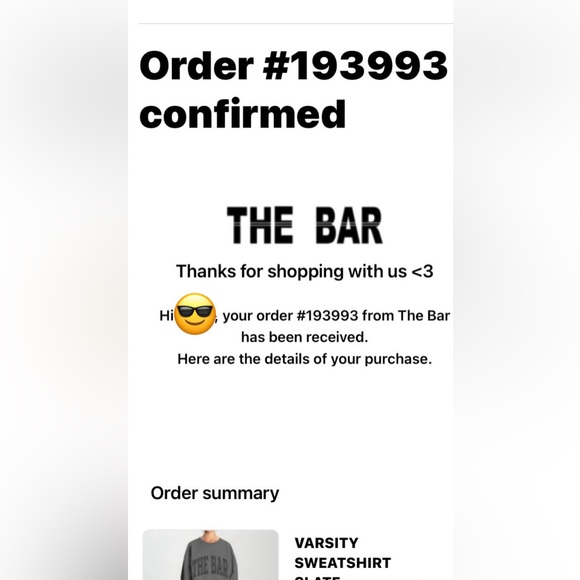 THE BAR VARSITY SWEATSHIRT SLATE GREY! Perfect condition - Picture 3 of 6